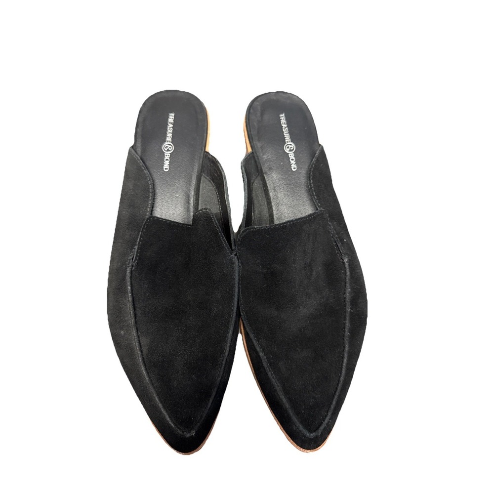 Treasure & Bond Black Leather‎ SUEDE Mule Loafers  Slip On Women's Size 9 M